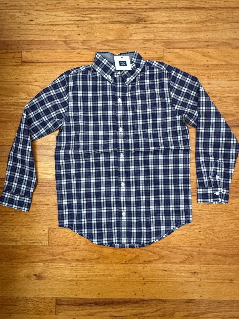 Janie and Jack Blue Checkered Button Down Dress Shirt Boy Size 8